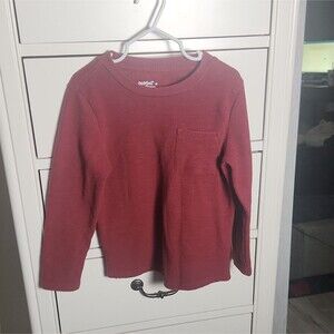 Cat & Jack Boys 5T Red Long Sleeve Pocket T Shirt Crew Neck Solid Tee